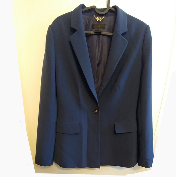 Donna Karen Navy Blue Blazer Jacket - Picture 2 of 16
